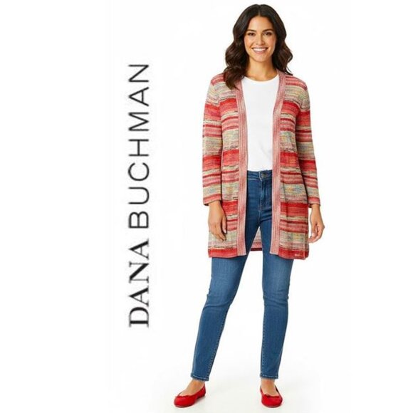 DANA BUCHMAN - Open knit long multi-coloured cardigan - Picture 1 of 9